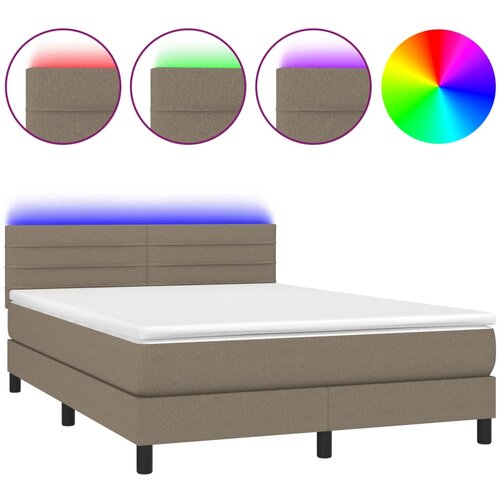 Maison Chic Box spring postelja - Vzmetna postelja z vzmetnico LED taupe 140x190 cm blago SL15195, (21901503) Cene
