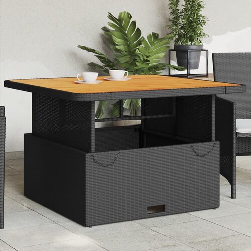 vidaXL Vrtni stol crni 110 x 110 x 71 cm poliratan i bagremovo drvo Cijene