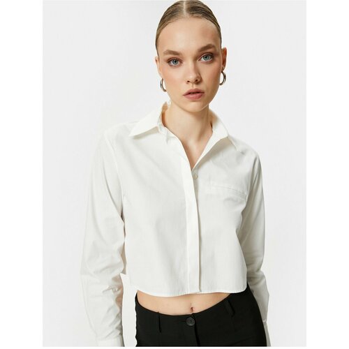 Koton Crop Shirt Pocket Buttoned Long Sleeve Cotton Slike
