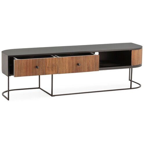 MOME TV komoda od masivnog manga u prirodnoj boji 160x45x40 cm Curve &amp;ndash; Slike