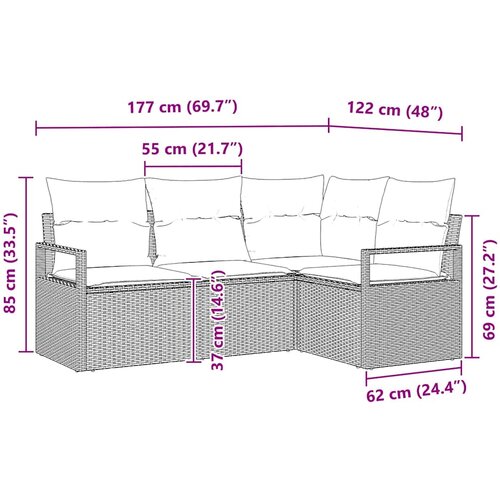  Set sofe 4 pcs Svijetlo siva poliratan Slike