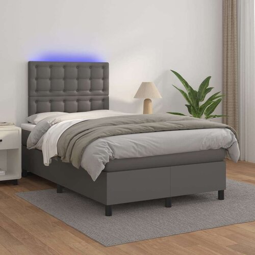  Box spring s madracem LED sivi 120x200cm od umjetne kože Slike