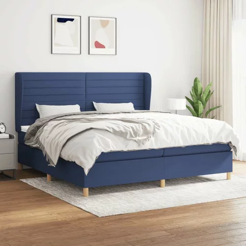  Krevet s oprugama i madracem plavi 200 x 200 cm od tkanine