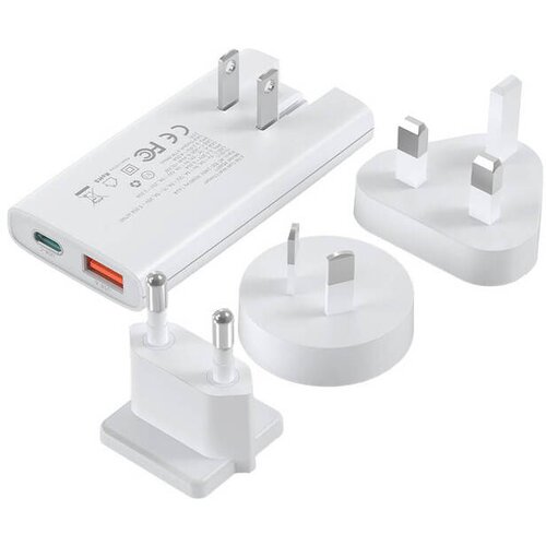 Choetech PD6011 PD65W GaN slim USB-A+C mini potovalni polnilec (bel) Slike