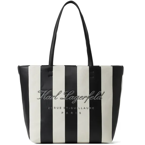 Karl Lagerfeld Nakupovalna torba temno siva / črna / bela