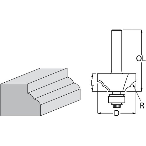 Makita glodalo za dvostruke rubove s ležajem R 4 mm, 28,6 mm, dr&scaron;ka 8 mm D-48577 Cijene