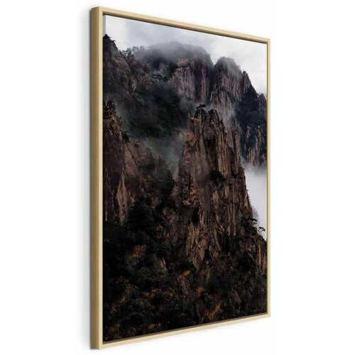  Slika - Heart of Mountain Landscape (1-part) - Clouds Amid Rocks 40x60 U prirodnom drvenom okviru Cene