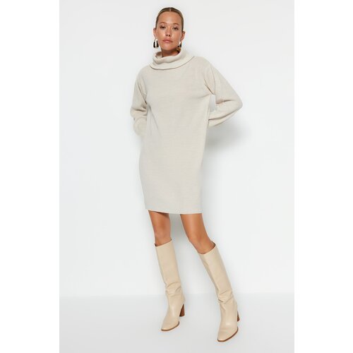 Trendyol Stone Mini Knitwear Turtleneck Dress Cene