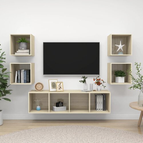vidaXL 5-dijelni set TV ormarića boja hrasta sonome od iverice Cijene
