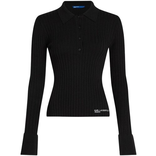 Karl Lagerfeld Majice z dolgimi rokavi KLJ Ls Knitted Polo B1W18026 Črna Cene