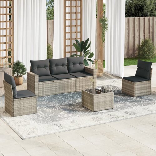 vidaXL 6-dijelni set vrtnih sofa od poliratana s jastucima svjetlosivi Cijene