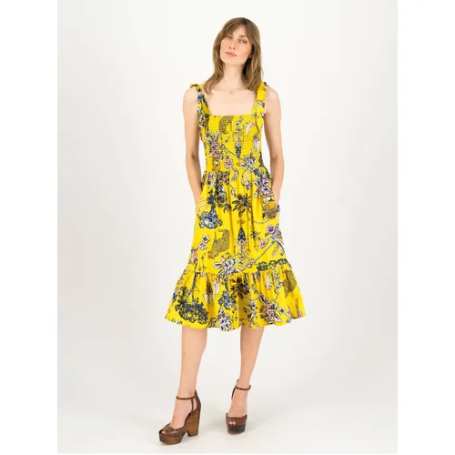 Blutsgeschwister Yellow Women Floral Dress Seaside Picknick Love - Women