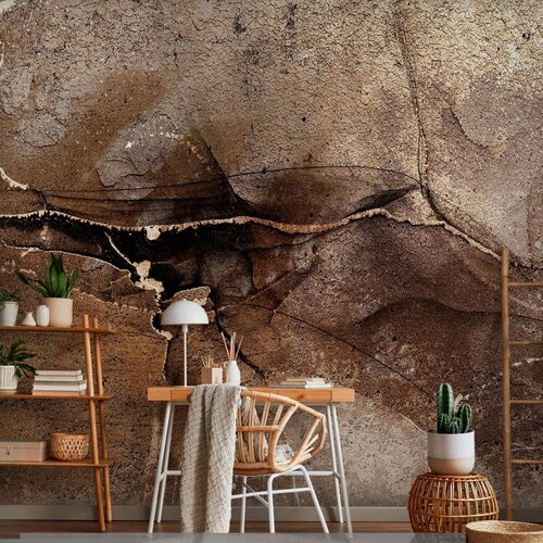  Foto tapeta - Rock abstraction - brown and beige pattern in the style of cracked stone 250x175 Standard Slike