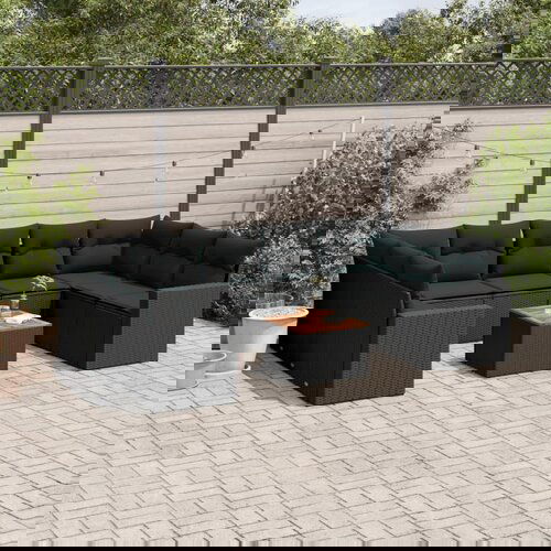 vidaXL 10-dijelni set vrtnih sofa s jastucima crni od poliratana Cijene