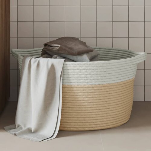 VidaXL Ko&amp;scaron;ara za pohranu bež-bijela &amp;Oslash; 40 x 25 cm od pamuka Slike
