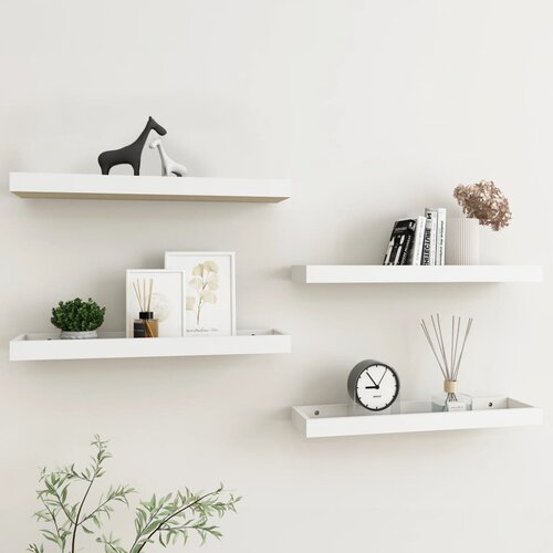 VidaXL Stenske police Loggia 4 kosi hrast in bele 60x15x4 cm MDF Slike