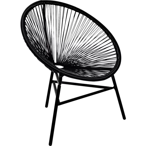 vidaXL Vrtni stol ovalne oblike poli ratan črne barve