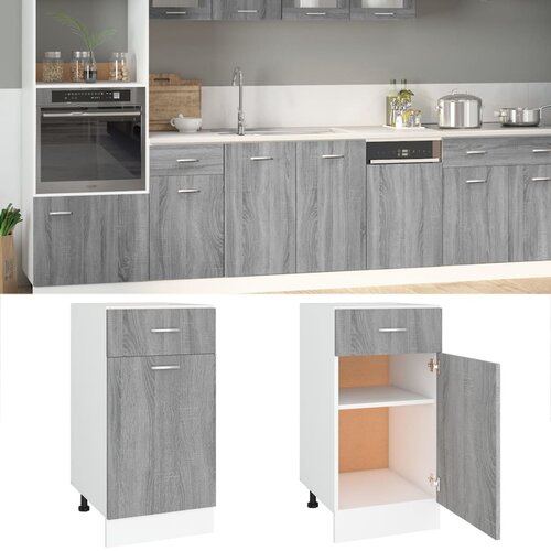 VidaXL Spodnja omarica siva sonoma 40x46x81,5 cm inženirski les Slike