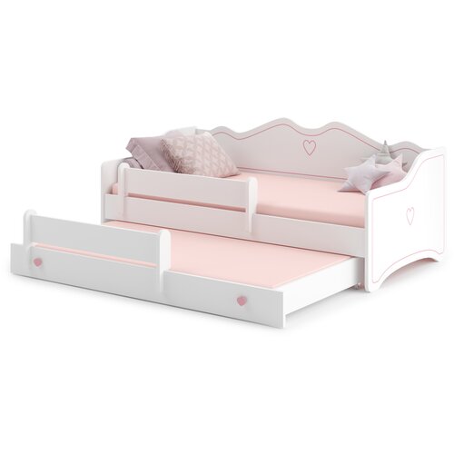 Kobi Furniture Emma - zakonska postelja 160x80 z okvirjem, predalom, ograjo in dvema vzmetnicama, (20626016) Cene