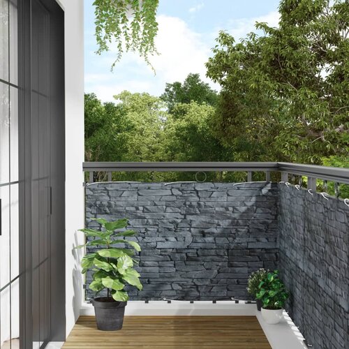 VidaXL Vrtno platno za zasebnost videz kamna siva 400x90 cm PVC Slike