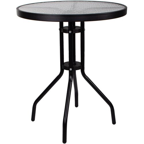 Springos stakleni okrugli vrtni stol, crni 60 cm Slike