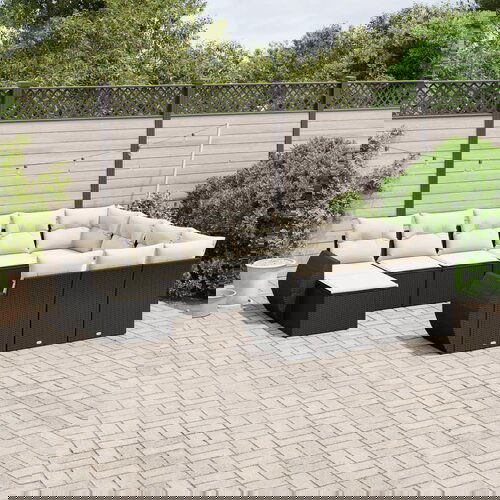 vidaXL 11-dijelni set vrtnih sofa od poliratana s jastucima crni Cijene