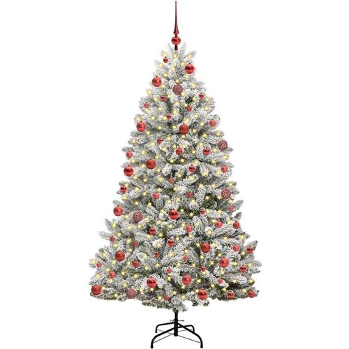 VidaXL Umjetno božićno drvce Zelena i bijela 180 cm PVC i metal Slike