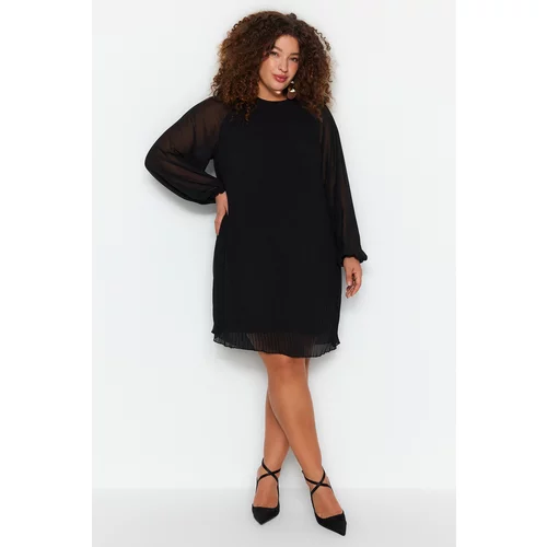 Trendyol Curve Black Straight Cut/Shift Mini Woven Dress