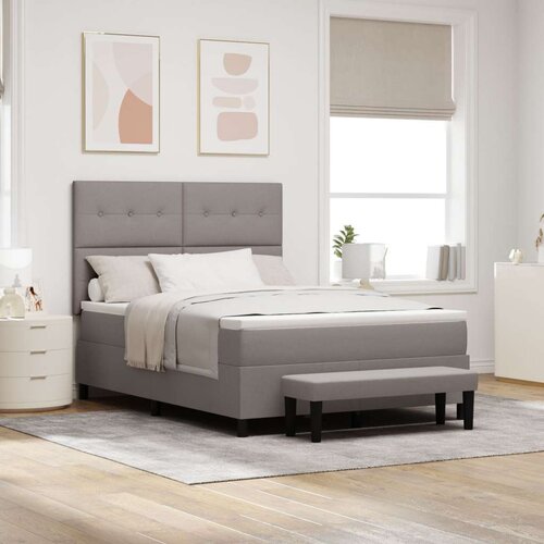  Krevet s kutijom s madracem i klupom Taupe 140x190 cm Tkanina Slike