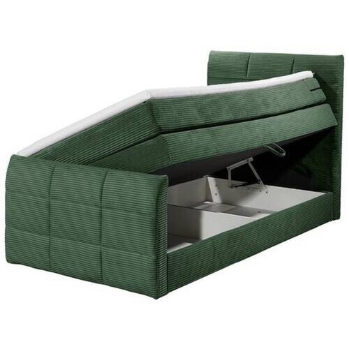 MID.YOU POSTELJA BOXSPRING 120 cm x 200 cm , tekstil, leseni material olivno zelena Slike