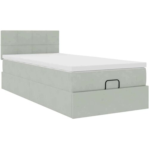 VidaXL okvir kreveta s madraca svijetlosivi 90x200cm bar&amp;scaron;unasti Slike