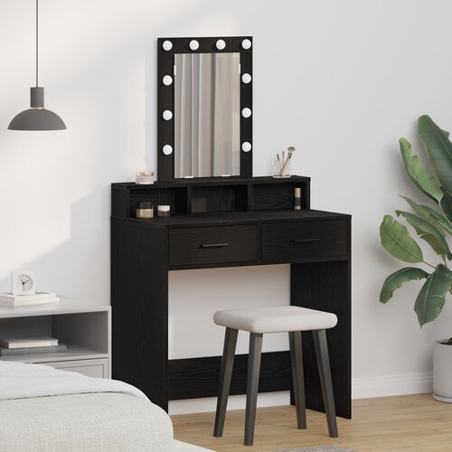 vidaXL Crni hrast Konstruirano drvo 79 x 41 x 140 cm Ogledalo Cijene
