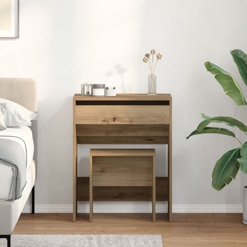 vidaXL Toaletna miza z ogledalom iz inženirskega lesa Artisan Oak Cene