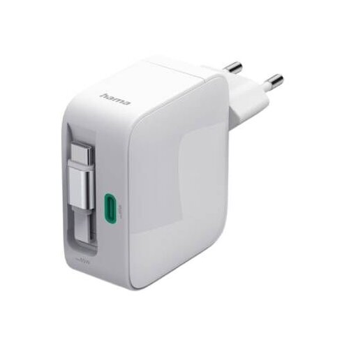 Hama brzi punjac gan, 2xusb-c, pd 65w, beli, kabl koji se izvlaci ( 200025 ) Cene