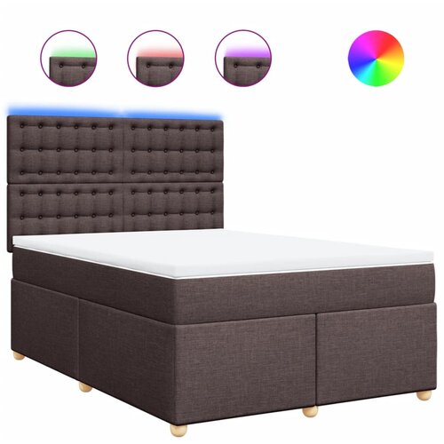 vidaXL Box spring postelja z vzmetnico temno rjava 160x200 cm blago, (21310389) Cene