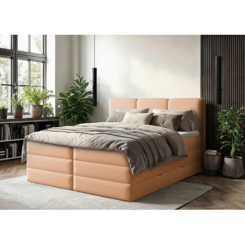 MID.YOU POSTELJA BOXSPRING 180 cm x 200 cm , les, tekstil, leseni material terakota Cene