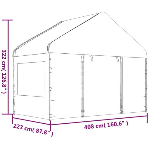 vidaXL Sjenica s krovom bijela 17 84 x 4 08 x 3 22 m polietilen Cijene