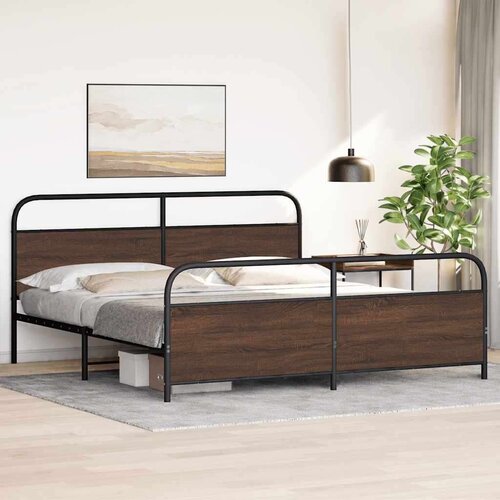 VidaXL metalni okvir kreveta bez madraca smeđa boja hrasta 180x200 cm Slike
