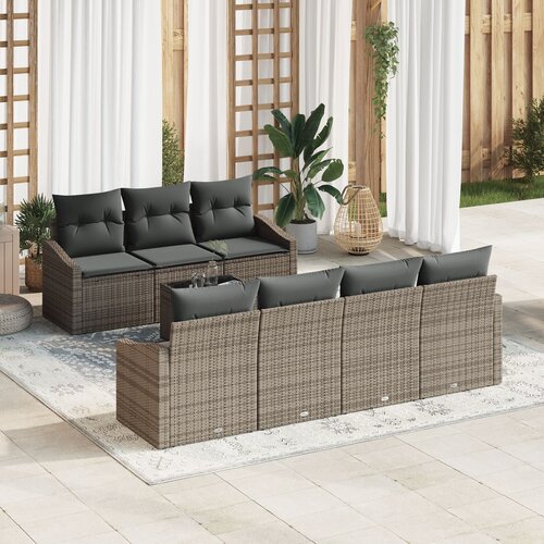VidaXL set od 8 vrtnih sofa s jastučićima sivi poli ratan Slike