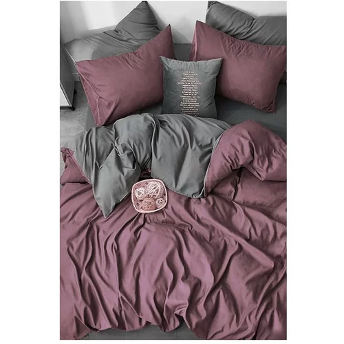 Mila Home Ljubičasto-siva pamučna posteljina za krevet za jednu osobu/s produženom plahtom 160x220 cm -
