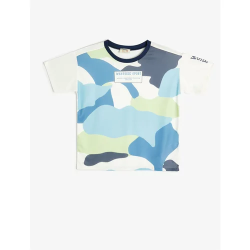 Koton T-Shirt Camouflage Printed Short Sleeve Crew Neck