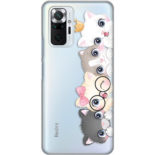 silikonska maska za Xiaomi Redmi Note 10 Pro/10 Pro Max Cats Print Skin providna Slike