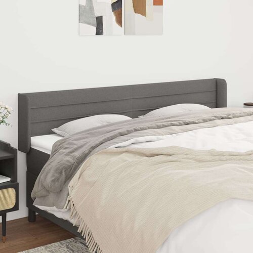  Vzglavje z u&amp;scaron;esi temno sivo 183x16x78/88 cm blago, (20932488) Slike