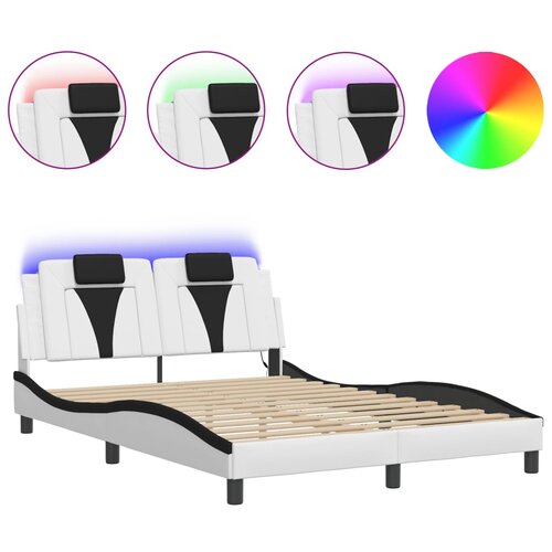  The Living Store Posteljni okvir z LED lučkami belo črn 120x200 cm umetno usnje - Posteljni Okvir, (21500000) Slike