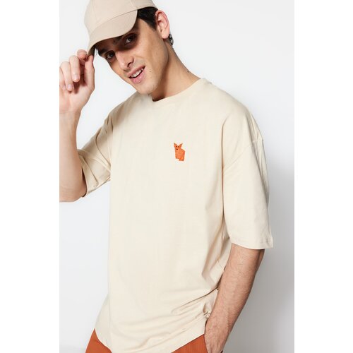 Trendyol T-Shirt - Beige - Oversize Slike