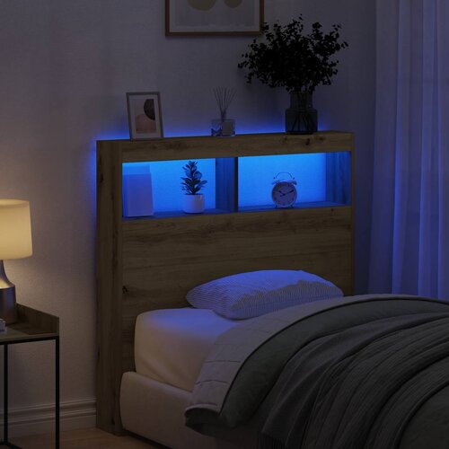 Ormarić za uzglavlje LED boja artisan hrast 100x17x102 cm Slike