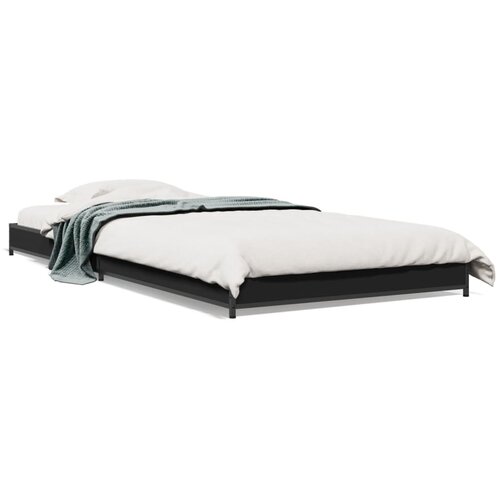 VidaXL Okvir za krevet crni 90 x 190 cm od konstruiranog drvo i metal Slike