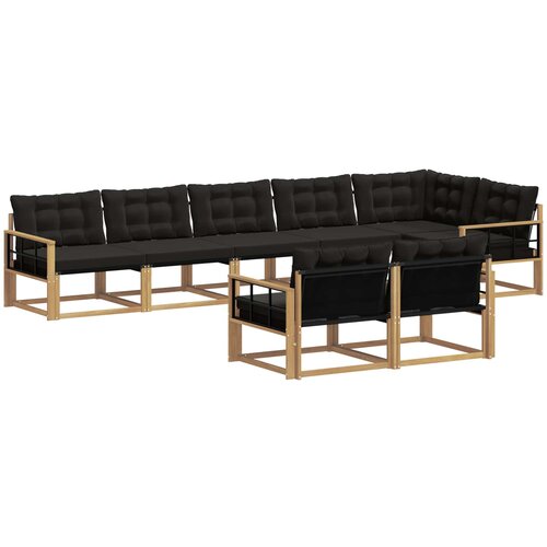  Set vanjskih sofa 8 kom. Bijela i crna Smeđa 406 x 168,5 x 73 cm Slike