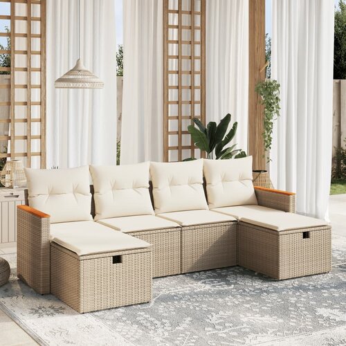 vidaXL 6-dijelni set vrtnih sofa s jastucima bež od poliratana Cijene