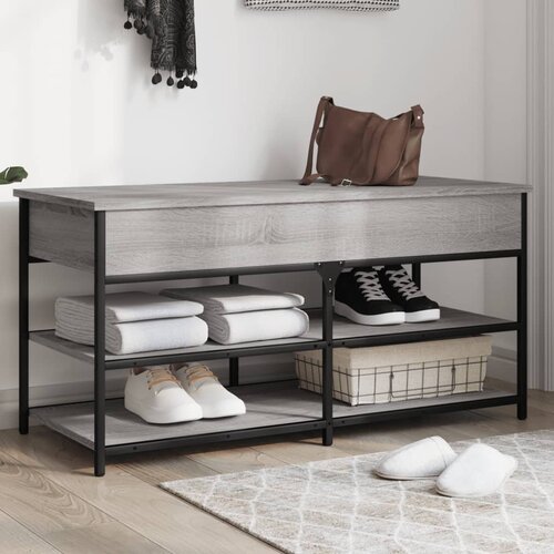  The Living Store Klop za čevlje siva sonoma 100x42,5x50 cm inženirski les - Klop Za Čevlje, (21486016) Slike